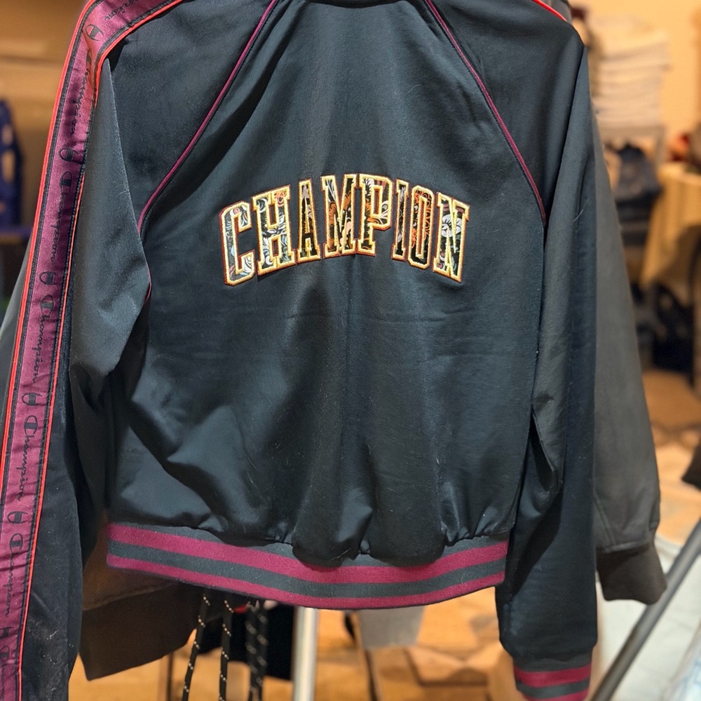 Champion Black Jacket/Top Zip-up with Red and Gold Trim
